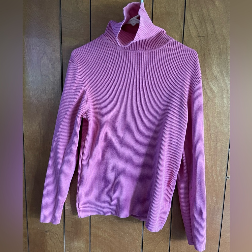 🔴 Easy Fit Turtleneck Sweater Long Sleeve Pullover Shirt Top size Medium